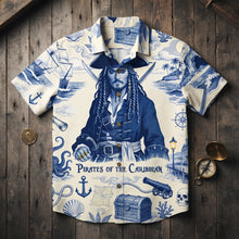 Load image into Gallery viewer, Ocean Voyager Toile De Jouy Hawaiian Shirt - Personalized Gifts 04pgdt160726 Hawaiian Shirts PopCulturePrints
