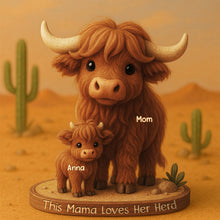 Load image into Gallery viewer, Don&#39;t Mess With This Mama Cow - Personalized Highland Cow Plaque for Mom and Grandma Shaped Plaques PopCulturePrints
