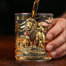 Load image into Gallery viewer, Best Dad Ever - Personalized Lion Dad And Kids Drinking Glass - Perfect Gift for Dad and Grandpa Glass PopCulturePrints
