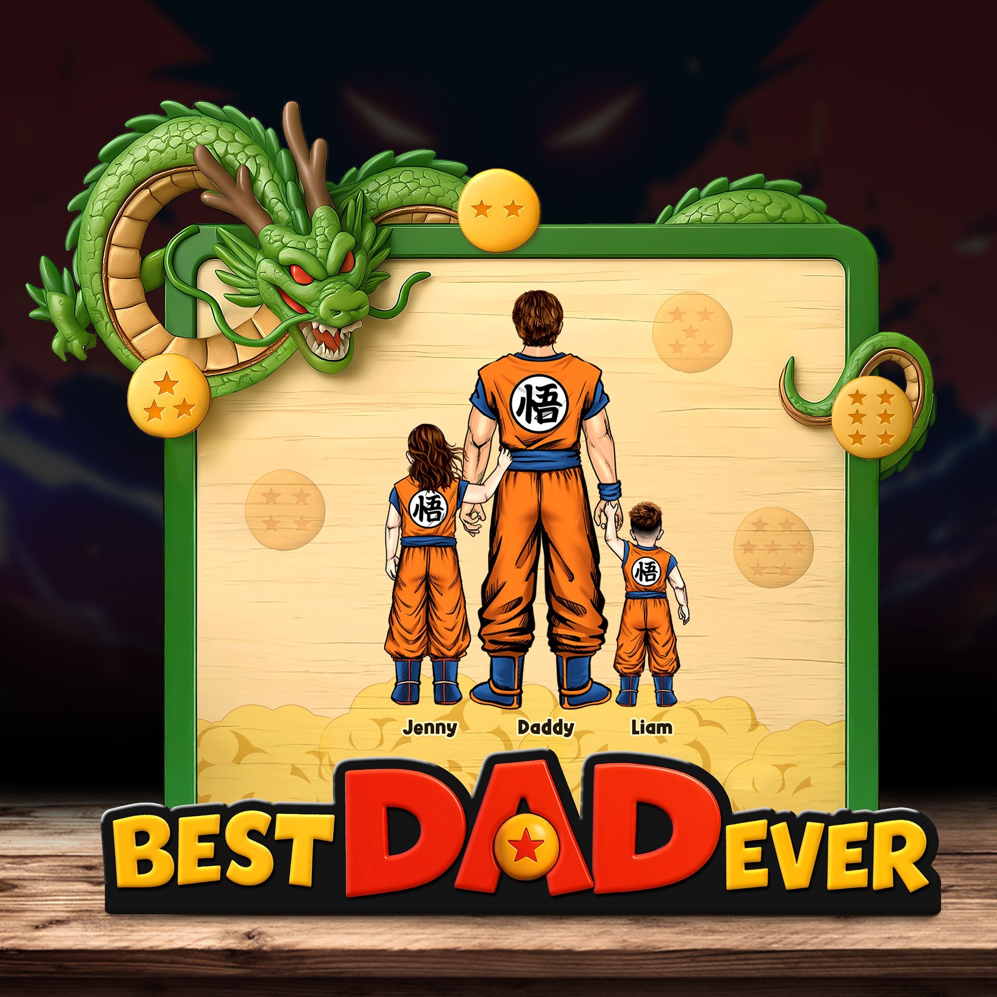 Best Dad Ever - Dragon Dad Plaque - Personalized Gifts for Dads Shaped Plaques PopCulturePrints
