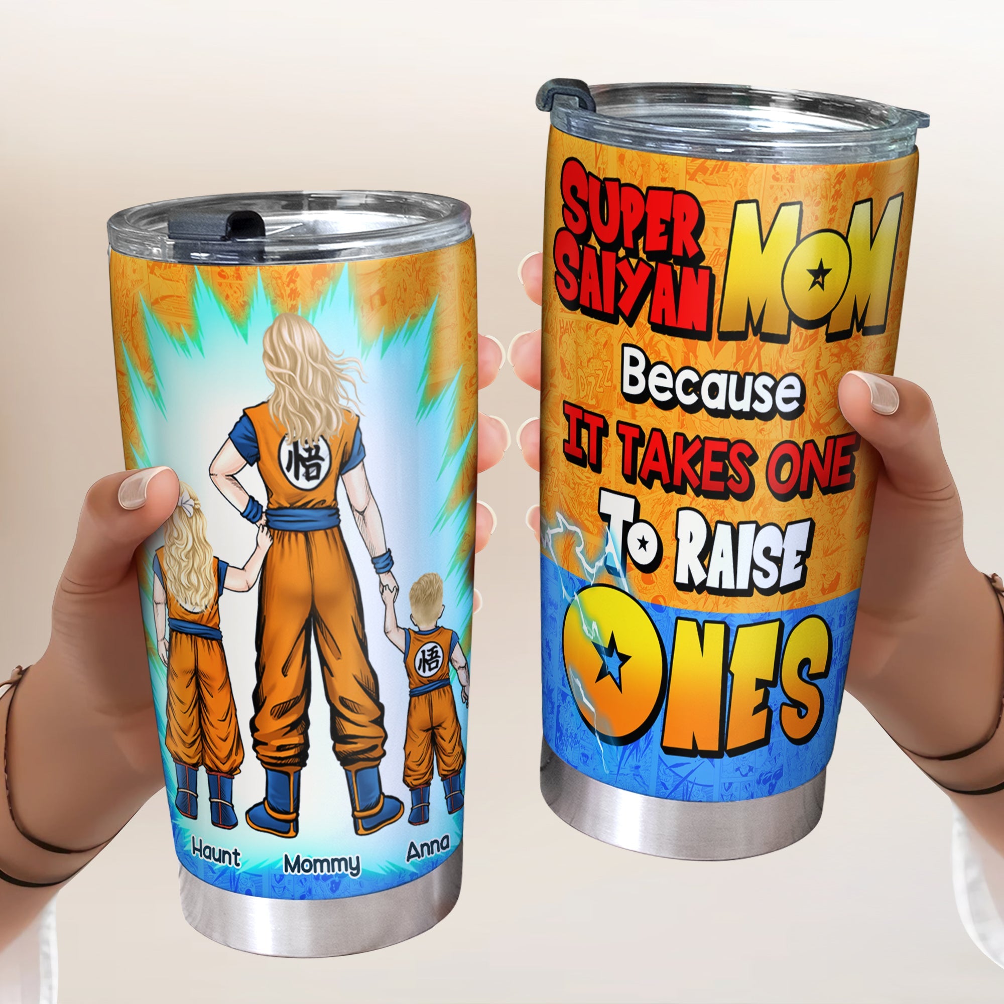 Super Saiyan Mom Tumbler - Personalized Gift for Moms & Grandmas Tumbler Cup PopCulturePrints