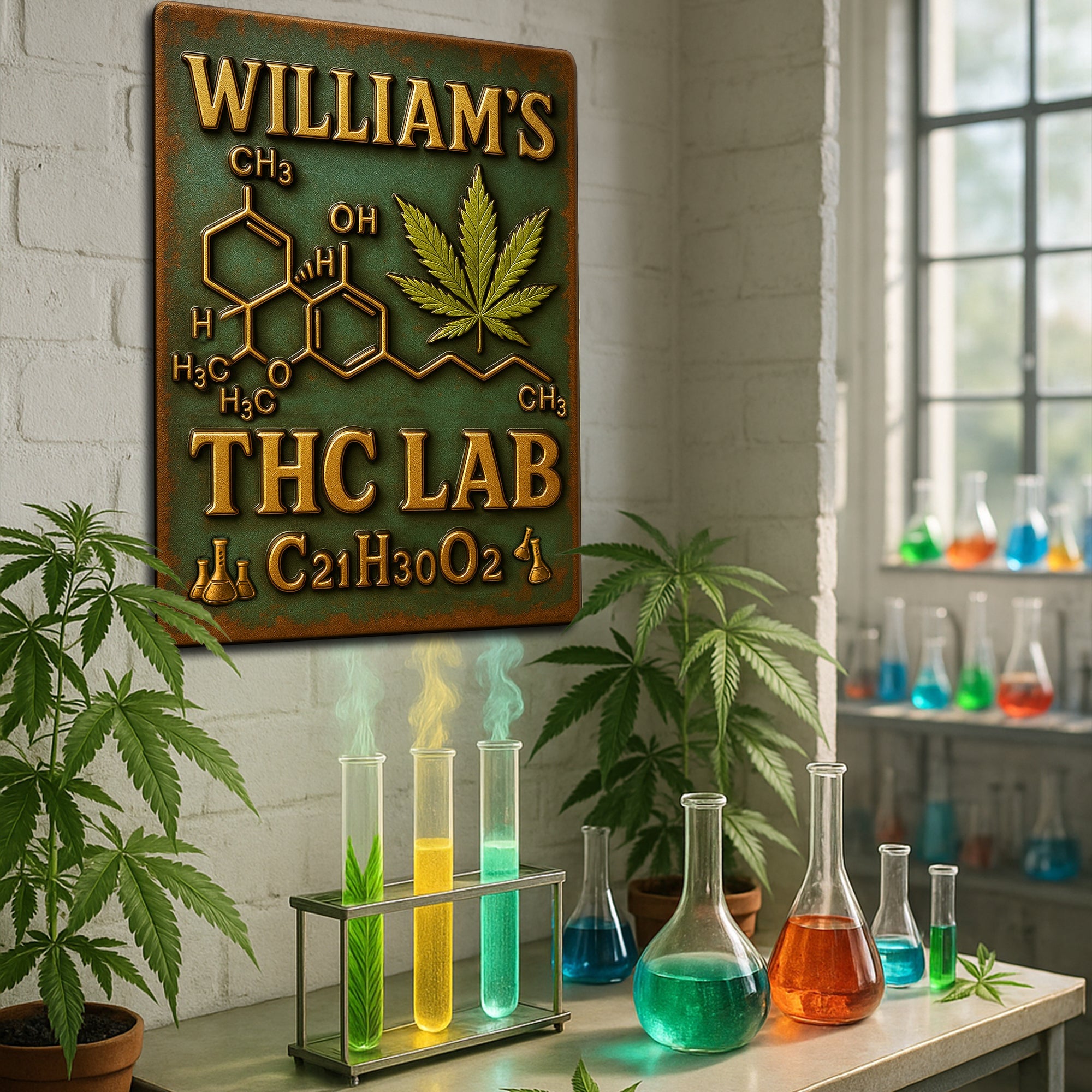 “Elevate Your Space with a Personal Touch” - Botanical Chemistry Lab Metal Sign - Custom Gifts for Weed Lovers Metal Signs PopCulturePrints