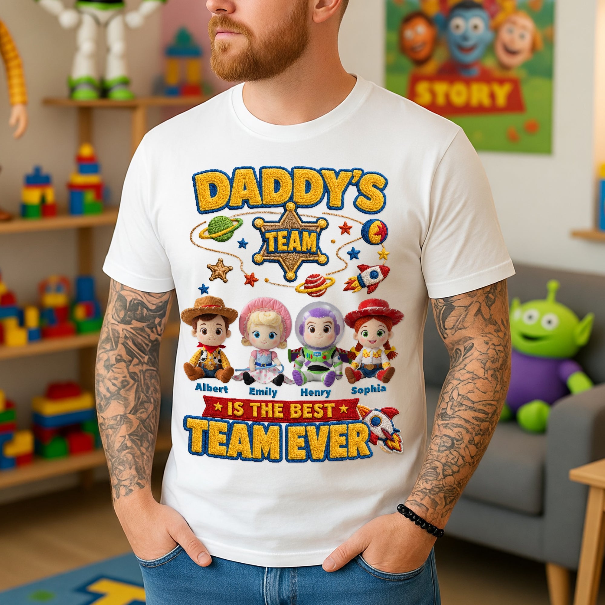 “Daddy’s Team is the Best Team Ever” - Personalized Shirt for Dad & Grandpa Shirts PopCulturePrints