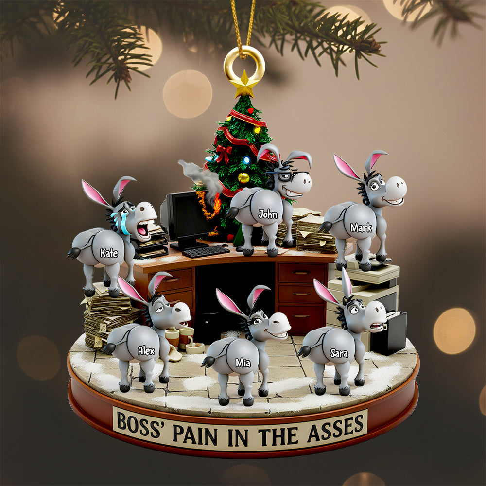 “Bring Joy to Your Workspace!” - Fun Donkey Coworkers Ornament, Personalized Gift for Boss Ornament PopCulturePrints