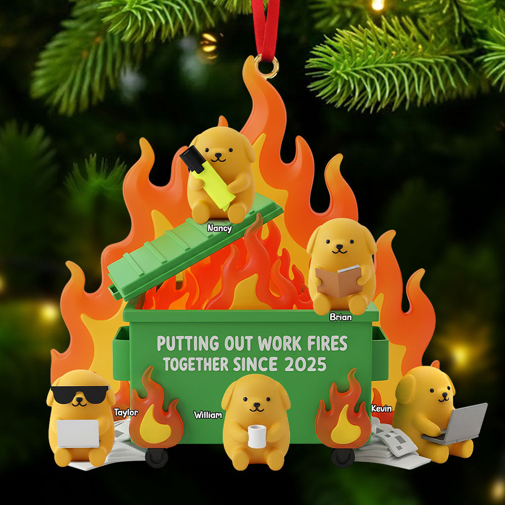"Putting Out Work Fires Together Since 2025" - Personalized Dog Coworkers Christmas Ornament - Unique Gift for Coworkers & Friends Ornament PopCulturePrints