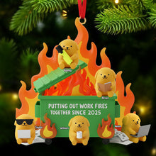 Load image into Gallery viewer, &quot;Putting Out Work Fires Together Since 2025&quot; - Personalized Dog Coworkers Christmas Ornament - Unique Gift for Coworkers &amp; Friends Ornament PopCulturePrints
