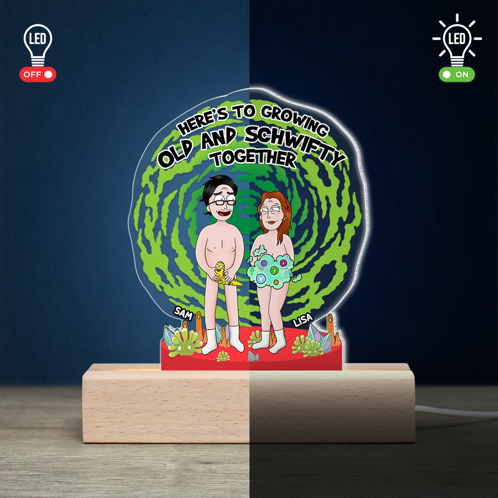 Custom Cartoon Couple LED Light - Growing Old Together