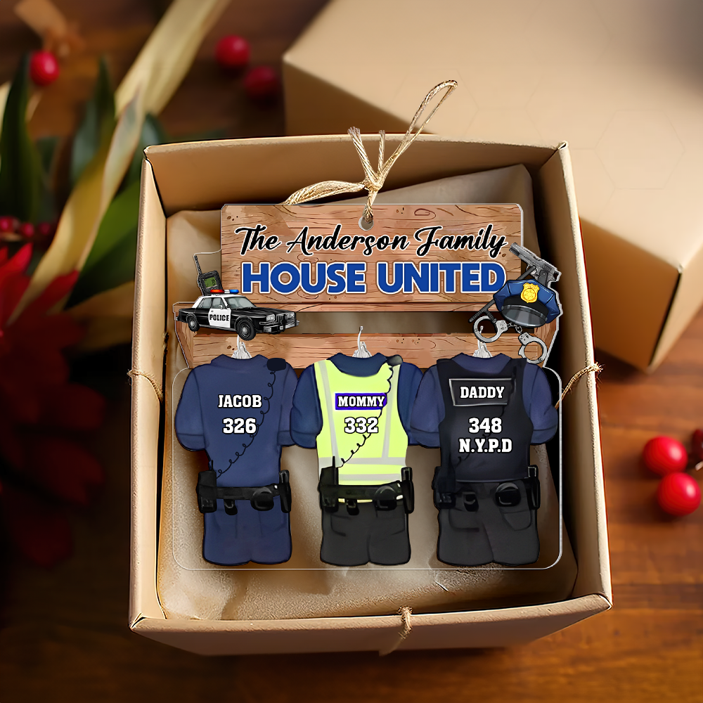 Custom Police Family Christmas Ornament - Personalized Gift Ornament PopCulturePrints