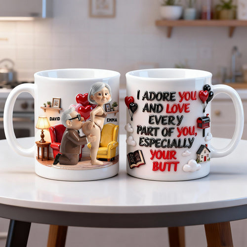 I Adore You! - Cheeky Kisses Couple Coffee Mug | Personalized Gift for Couples Coffee Mug PopCulturePrints