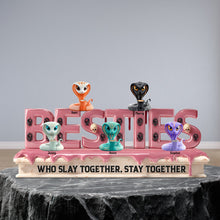 Load image into Gallery viewer, “Who Slay Together, Stay Together” - Slaying Snake Acrylic Plaque - Personalized Funny Gift for Besties Shaped Plaques PopCulturePrints
