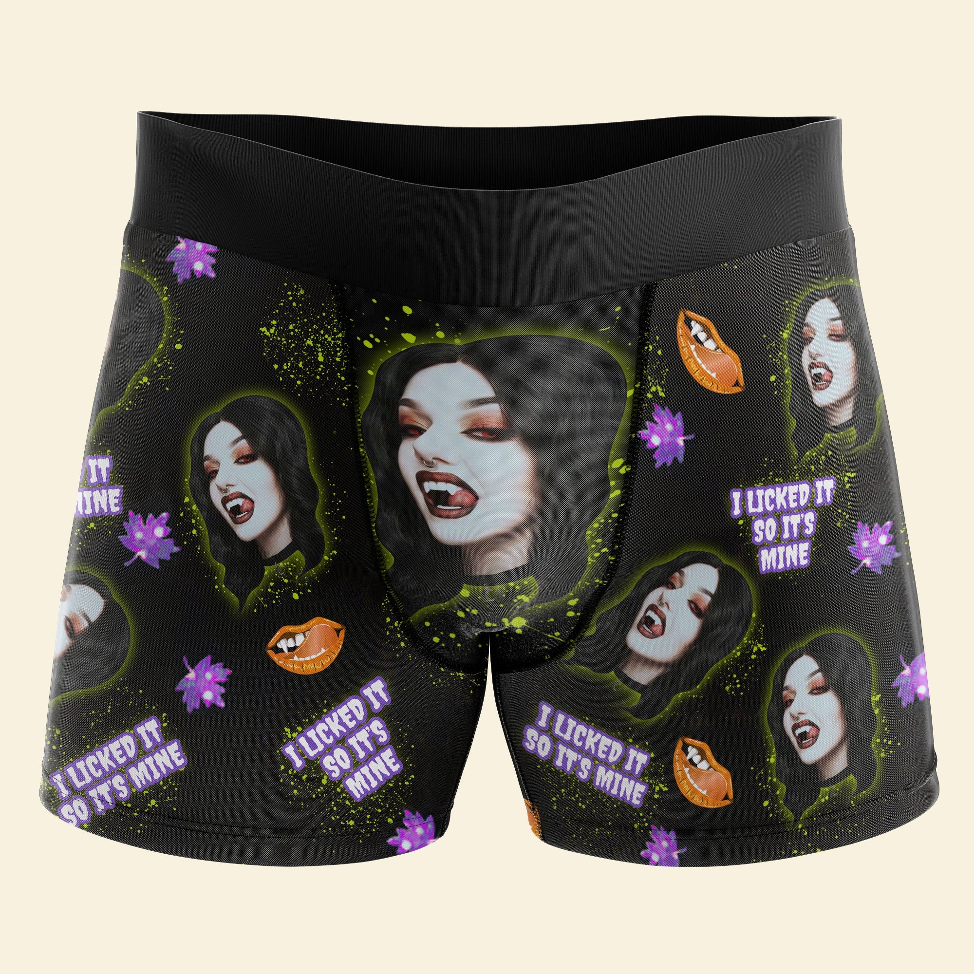 Custom Halloween Boxer Shorts for Couples - I Licked It So It's Mine Boxer Briefs PopCulturePrints