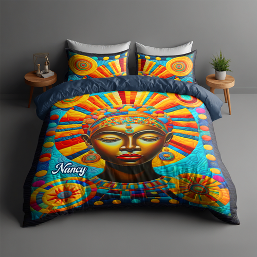 Vibrant Melanin Woman Quilt Bed Set - Personalized Gift Blanket PopCulturePrints