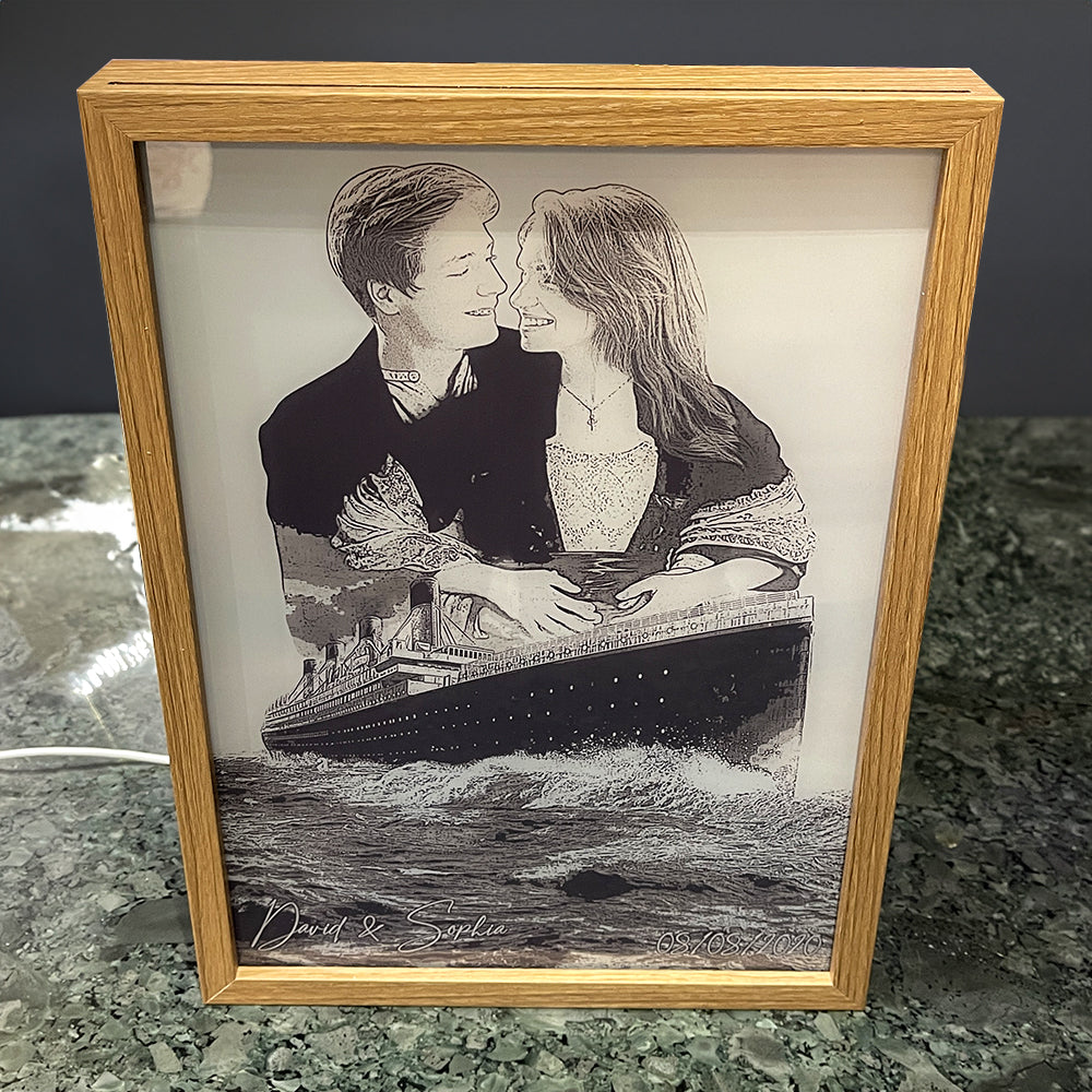 Personalized Couple Light Frame - Titanic Inspired Gift Light Picture Frame PopCulturePrints