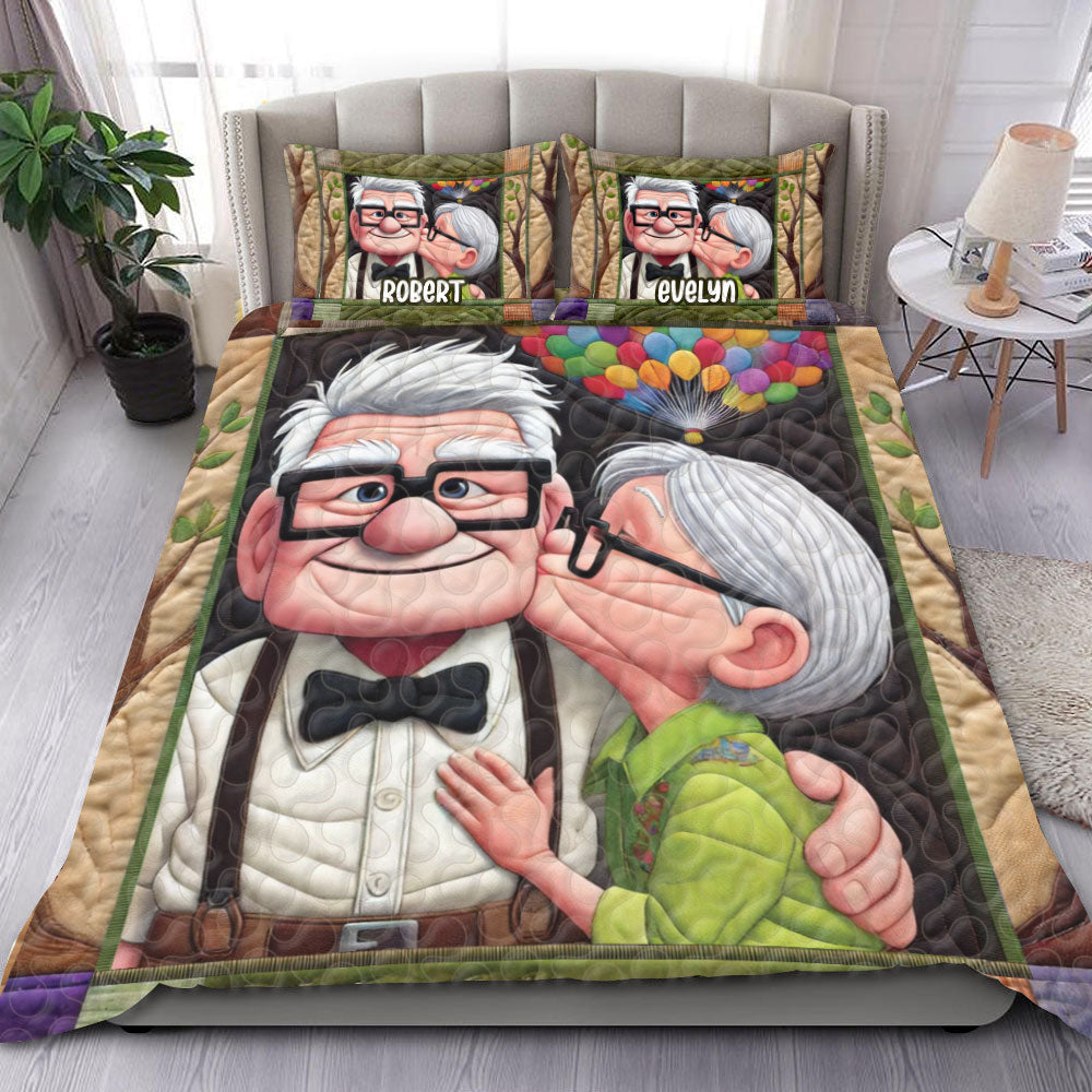 Personalized Cartoon Couple Quilt Bedding Set - Unique Gift for Loved Ones Blanket PopCulturePrints