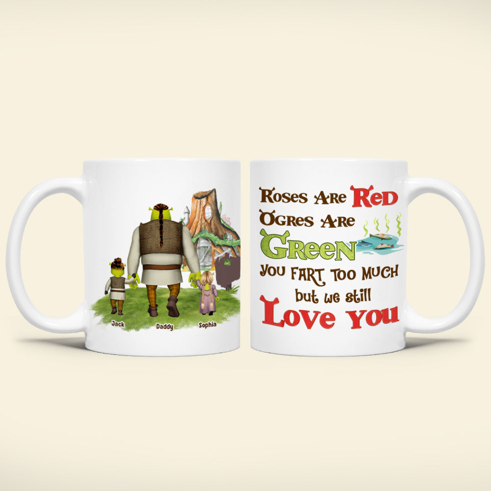Personalized Funny Ogre Mug for Dad - Custom Family Names Coffee Mug PopCulturePrints