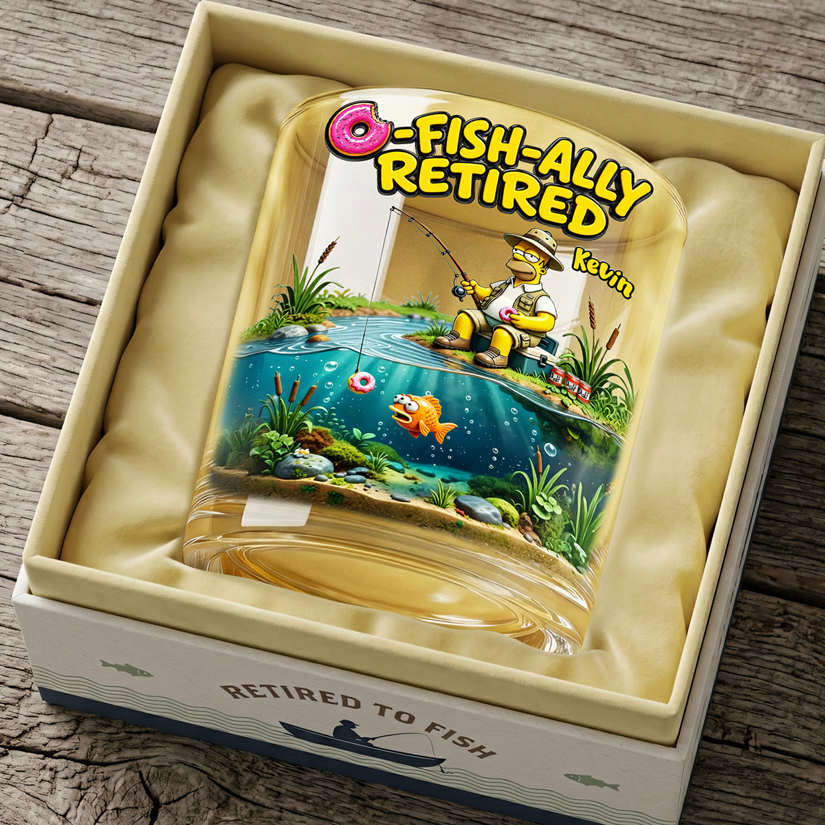 Retired, Fishing Fun Awaits - Personalized Retirement Round Glass