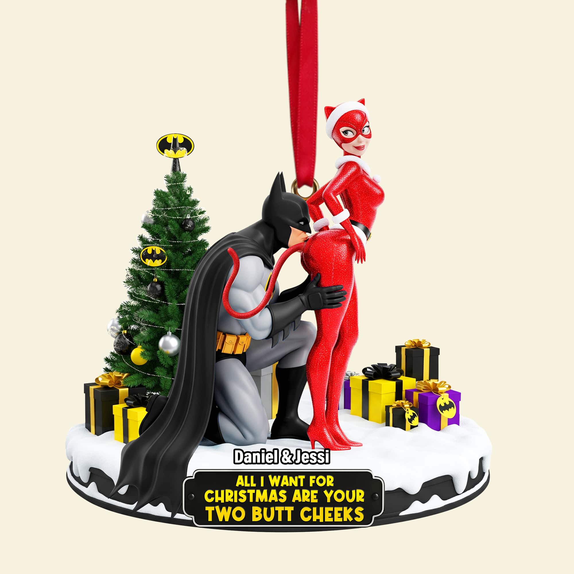 All I Want For Christmas Are Your Two Butt Cheeks - Personalized Cheeky Masked Couple Ornament Ornament PopCulturePrints