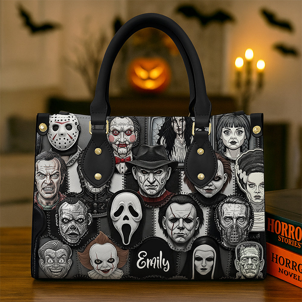 “Embrace the Dark Side” - Horror Patches Leather Bag, Custom Personalized Gifts for Horror Movie Enthusiasts Leather Bag PopCulturePrints