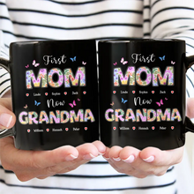 Load image into Gallery viewer, First Mom Now Grandma - Custom Personalized Mug with Butterfly Flower Design Mug PopCulturePrints
