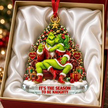 Load image into Gallery viewer, "It’s the Season to Be Naughty" - Personalized Couples Acrylic Ornament - Ideal Gift for Partners, Friends, or Family Ornament PopCulturePrints
