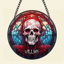 Load image into Gallery viewer, Customizable Skull Halloween Stained Glass Suncatcher
