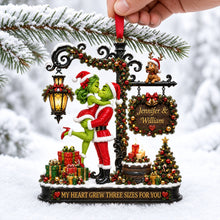 Load image into Gallery viewer, My Heart Grew Three Sizes For You - Romantic Kissing Couple Christmas Acrylic Ornament | Personalized Gift for Couples
