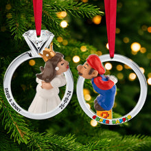 Load image into Gallery viewer, Personalized Couple Christmas Ornament - Retro Game Theme Suncatcher PopCulturePrints
