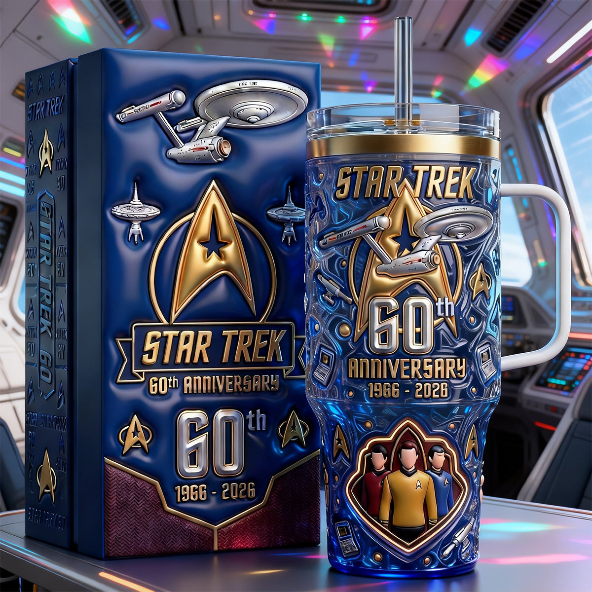 "Celebrate 60 Years of Adventure!" - 60th Anniversary Space Journey Tumbler - Personalized Gift for Star Trek Fans