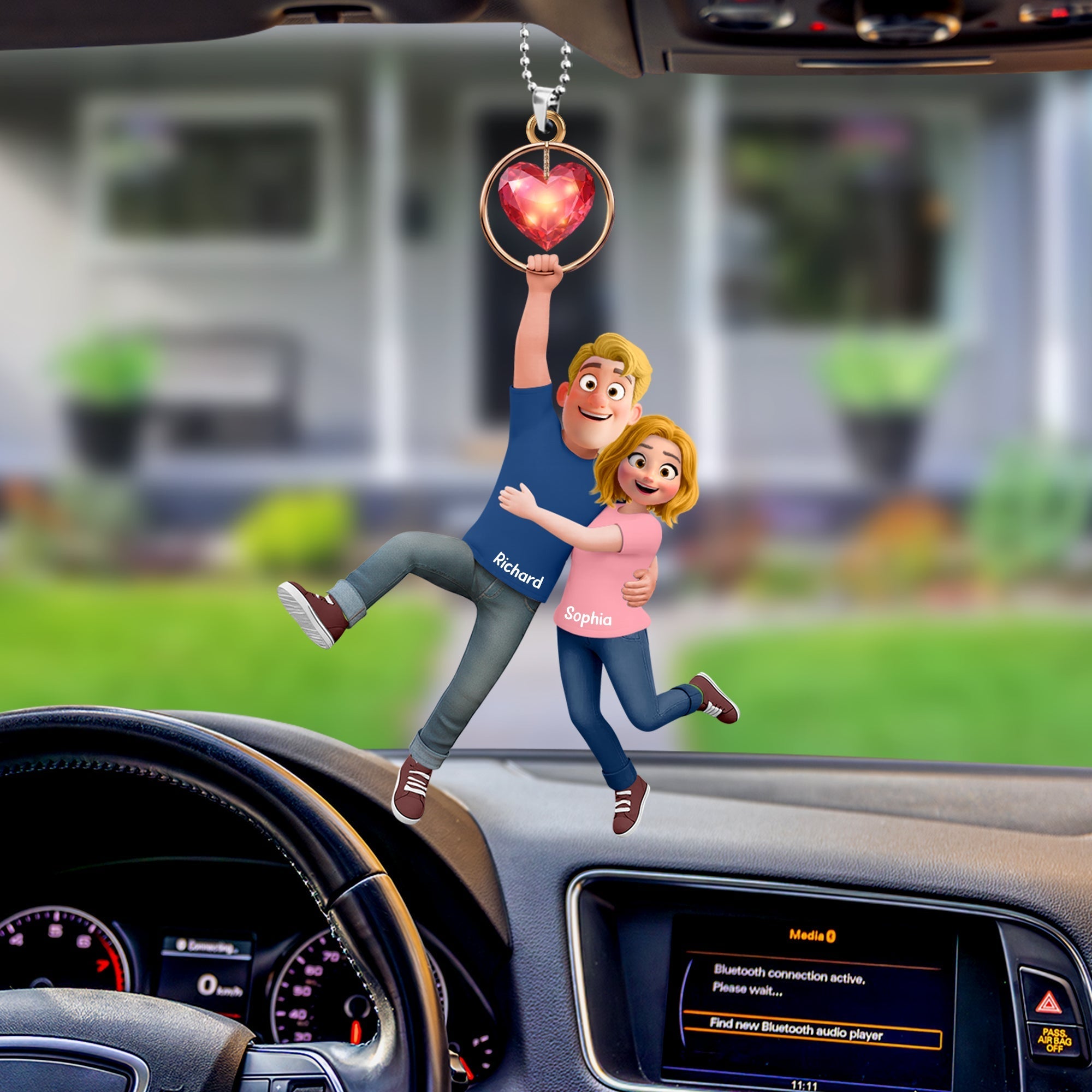 Love in Every Drive: Personalized Fun Hanging Couple Car Ornament Ornament PopCulturePrints