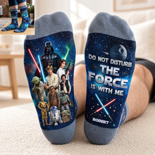 Load image into Gallery viewer, “Do Not Disturb, The Force is With Me” - Cosmic Middle Tube Socks | Personalized Gift for Star Wars Fans
