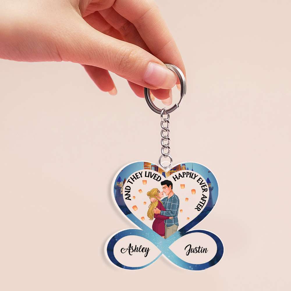 Personalized Romantic Couple Keychain - Happily Ever After Gift for Valentine's Day Gifts Keychains PopCulturePrints