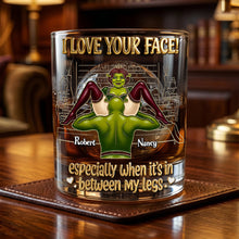 Load image into Gallery viewer, I Love Your Face! - Customized Naughty Couple Round Glass
