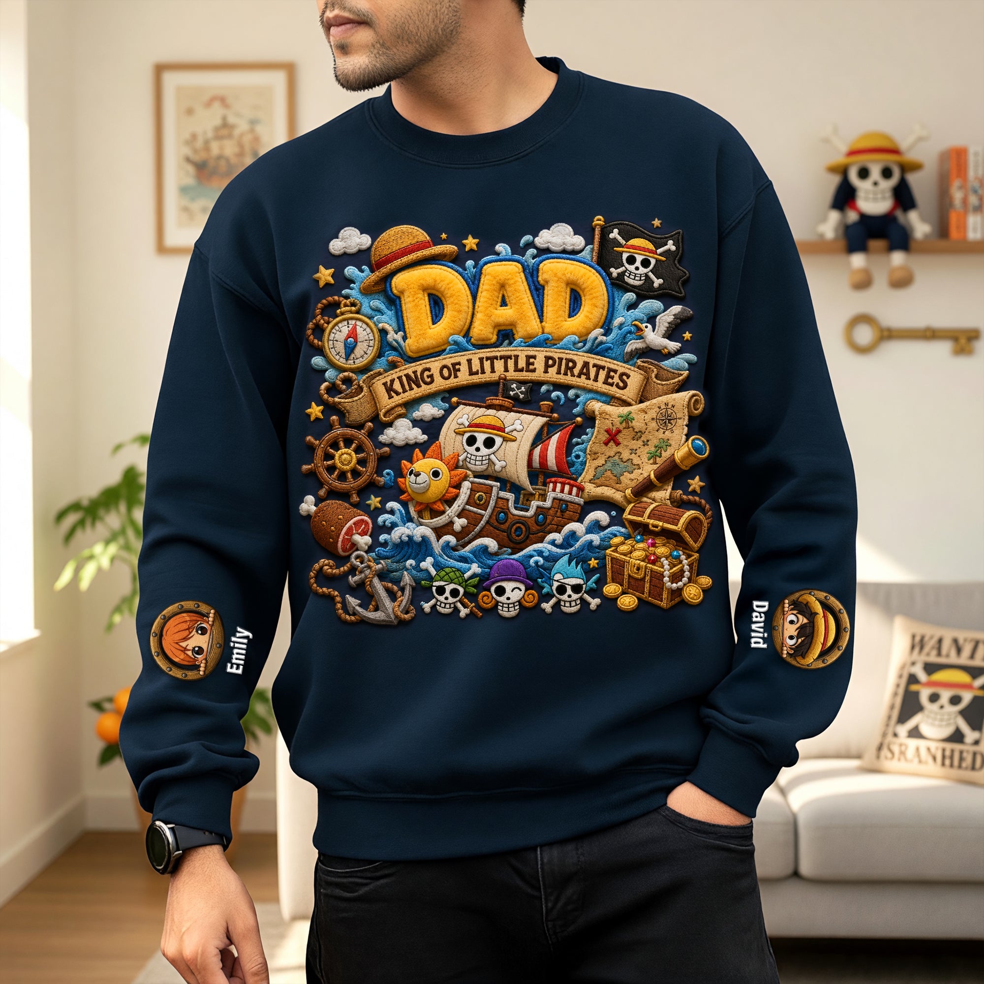 “Dad, King of Little Pirates” - Personalized Sweatshirt for Dads and Grandpas AOP Products PopCulturePrints