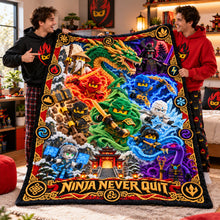 Load image into Gallery viewer, Ninja Never Quit - Elemental Warrior Christmas Blanket - Custom Gifts for Action Figure Lovers Blanket PopCulturePrints
