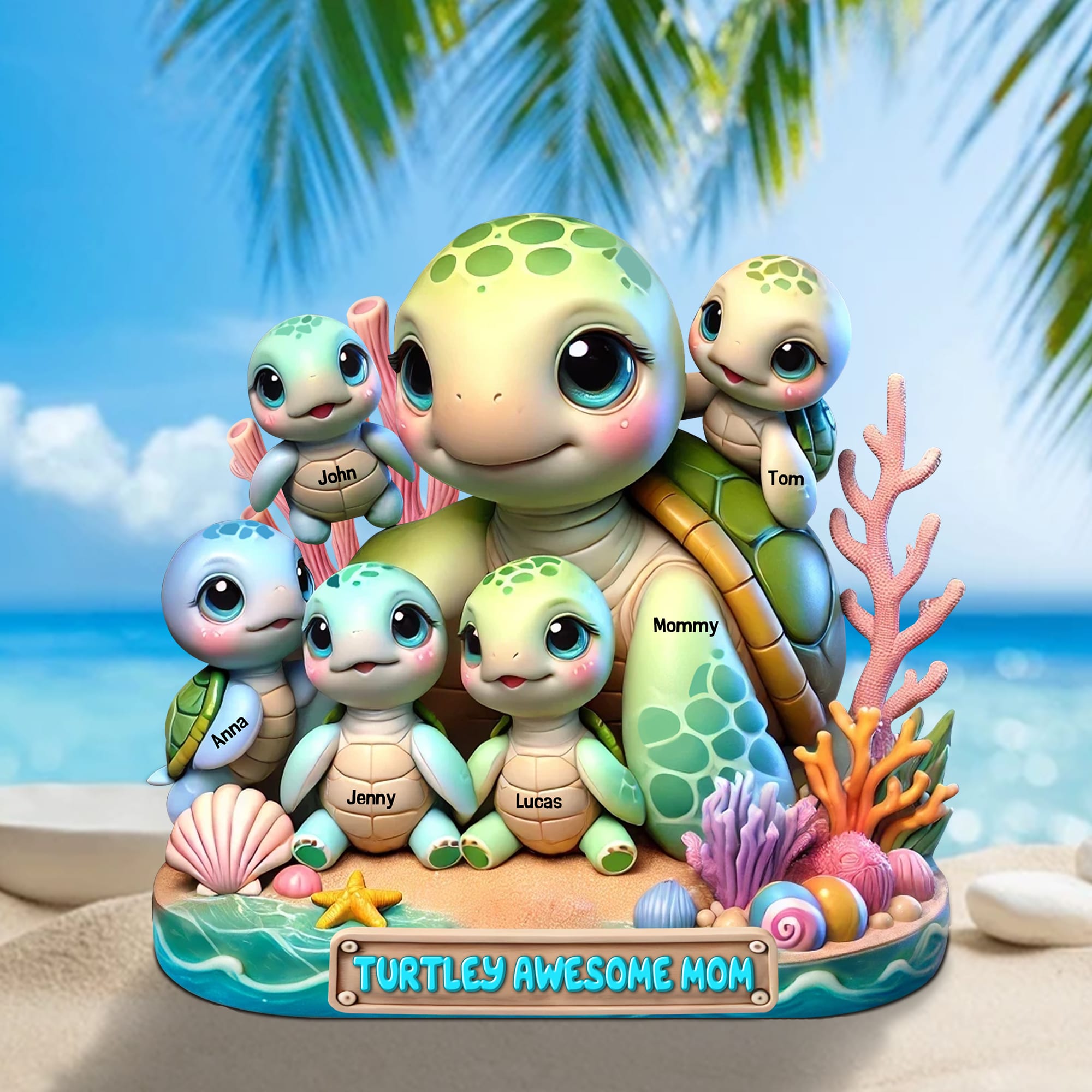 Mommy's Love: Turtley Awesome Mom Plaque - Personalized Gift for Mothers, Grandmothers & Special Women Shaped Plaques PopCulturePrints