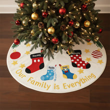 Load image into Gallery viewer, &quot;Our Family is Everything&quot; - Personalized Holiday Stockings Quilted Tree Skirt – Custom Family Gift for Every Occasion Tree Skirt PopCulturePrints
