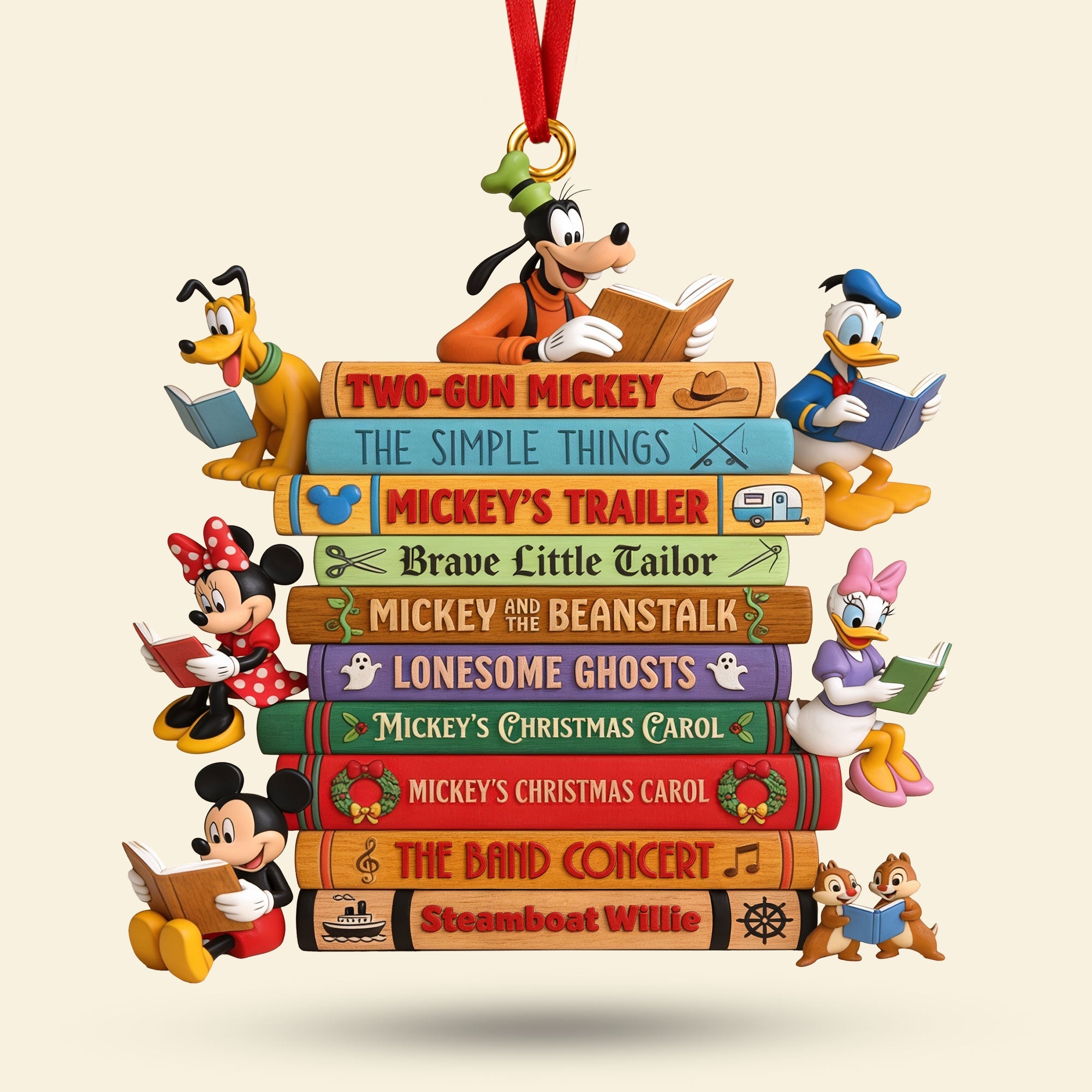 Cherish the Moments: Cartoon Bookstack Ornament - Personalized Gifts for Childhood Christmas