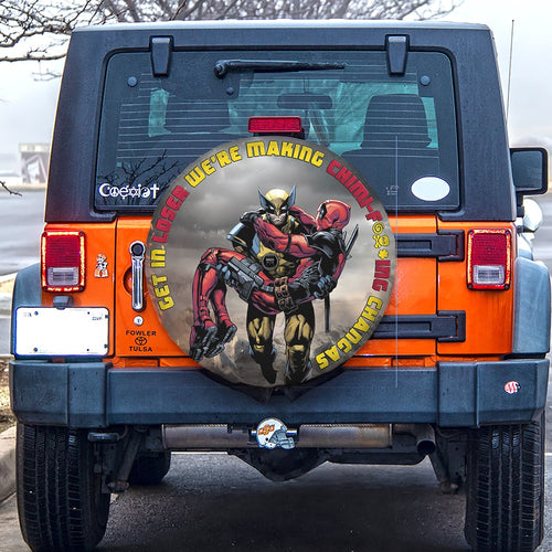 Personalized Marvel Best Friends Tire Cover - Wolverine and Deadpool Tire Covers PopCulturePrints