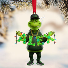 Load image into Gallery viewer, "Embrace Your Unique Vibe: Green Monster Alphabet Letter Ornament - Personalized Gift for Stoners" Ornament PopCulturePrints
