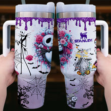 Load image into Gallery viewer, Embrace the Night: Gothic Skeleton Couple 40oz Luminous Tumbler - Customizable Gift for Couples Tumbler Cup PopCulturePrints
