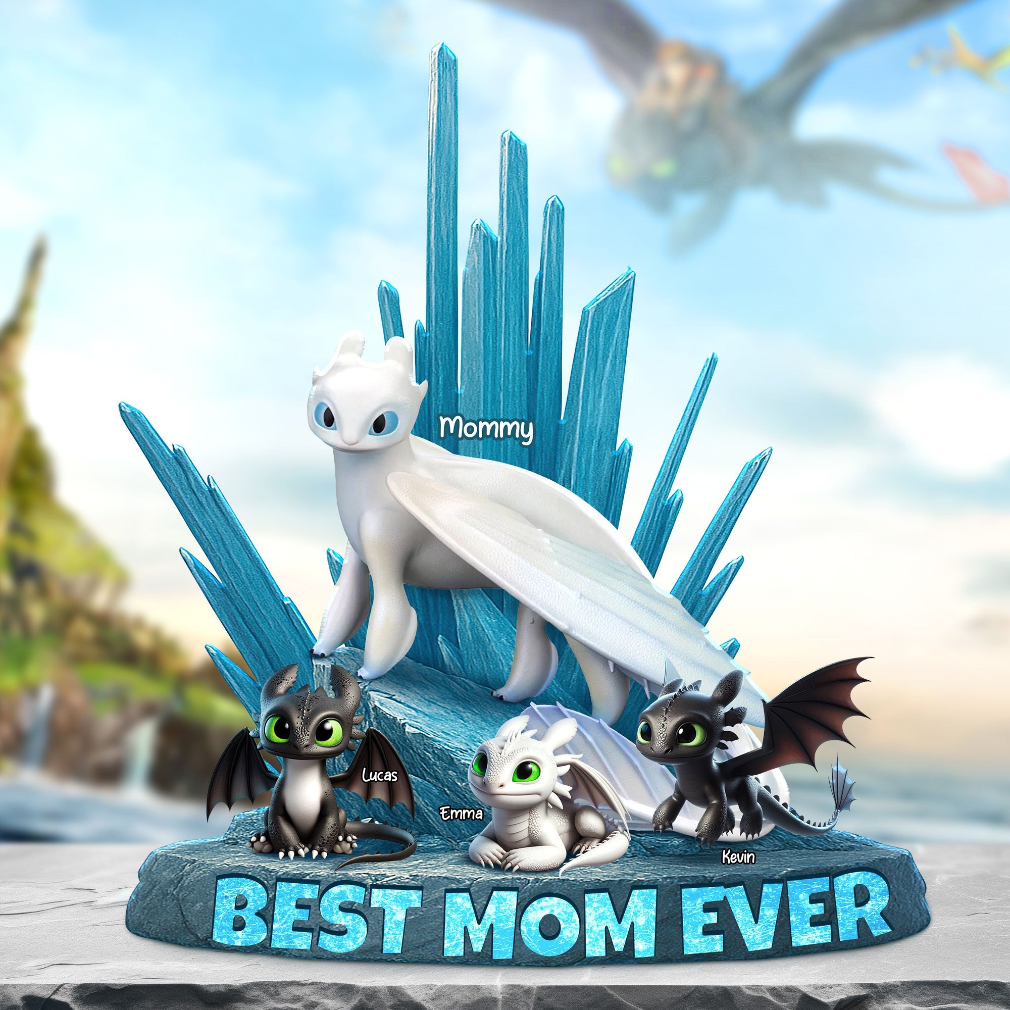 "Best Mom Ever!" - Personalized Dragon Mom Plaque - Unique Gift for Mothers, Grandmothers, and Caregivers Shaped Plaques PopCulturePrints