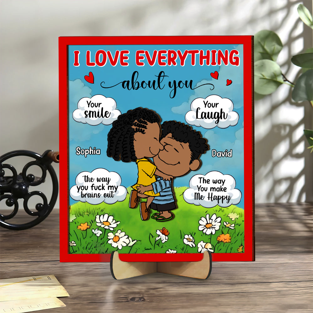 Personalized Couple's Wood Sign - I Love Everything About You Wood Sign PopCulturePrints