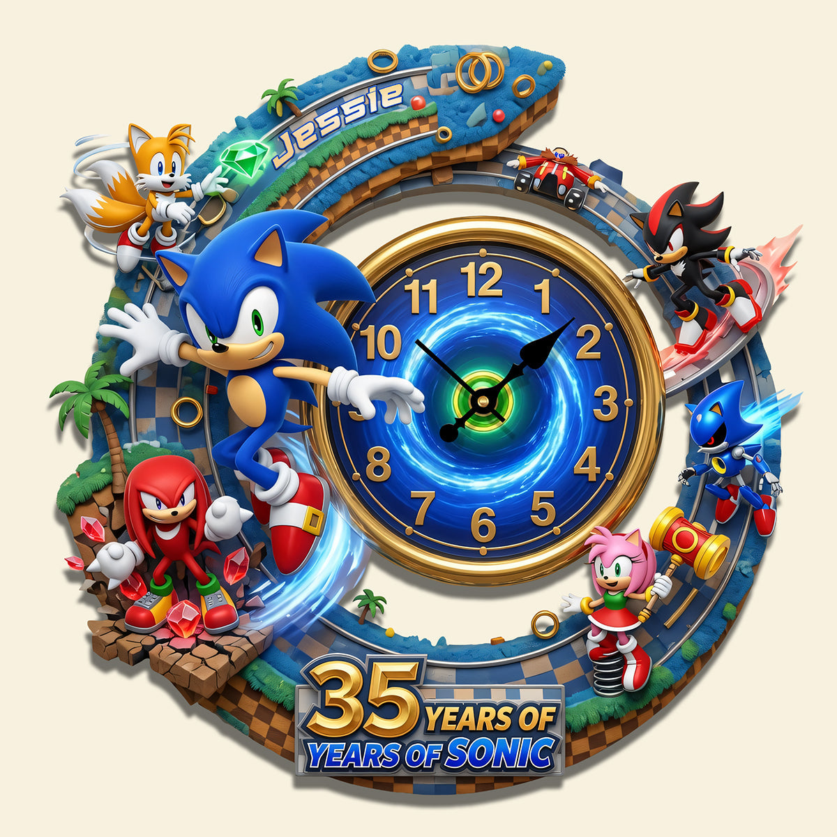 Celebrate 35 Years of Adventure with Our Legendary Adventure Wall Clock – Personalized Gift for Sonic Fans