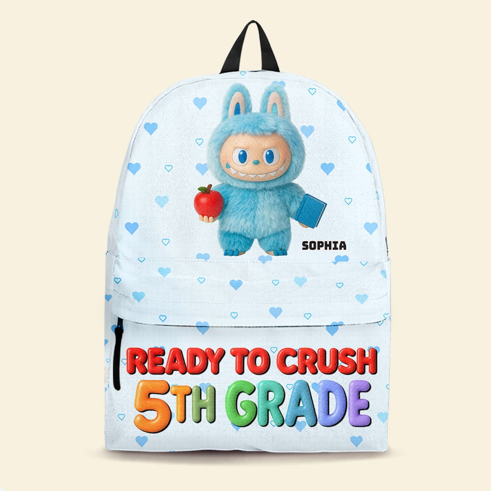 "Ready to Crush 1st Grade" - Cute Monster Backpack - Personalized Gift for Kids Backpack PopCulturePrints