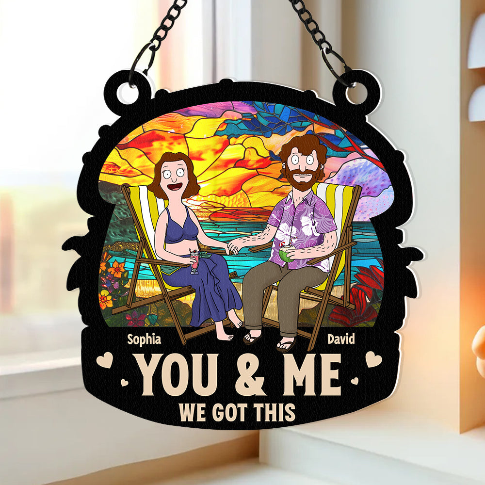 Personalized Summer Beach Couple Suncatcher | Unique Valentine’s Day Gifts Ornament PopCulturePrints
