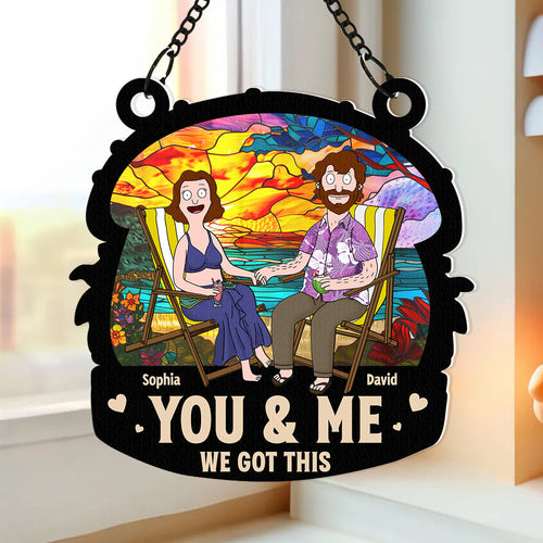 Personalized Summer Beach Couple Suncatcher | Unique Valentine’s Day Gifts Ornament PopCulturePrints