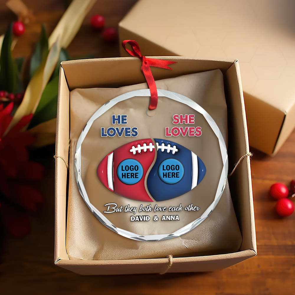 Personalized Football Couple Christmas Ornament - Perfect Valentine's Day Gifts Ornament PopCulturePrints