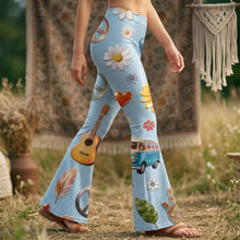 Load image into Gallery viewer, "Embrace Your Inner Flower Child: Vibrant Hippie Flare Leggings - Customizable Gift for Friends, Family, and Anyone Who Loves Boho Style" Shorts and Pants PopCulturePrints

