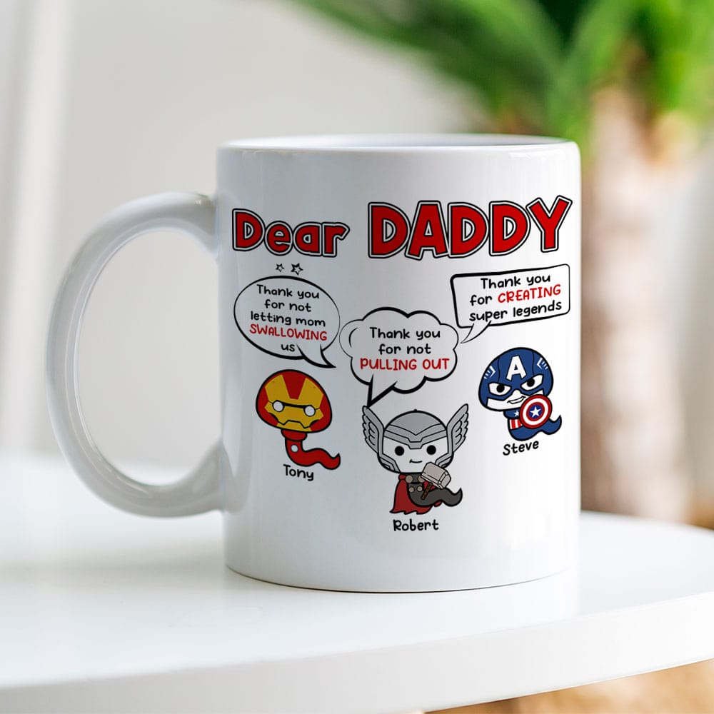 Superhero Dad Personalized Mug - Fun Gift for Best Dad Ever Coffee Mug PopCulturePrints