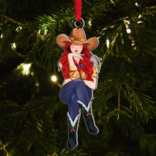 Load image into Gallery viewer, Custom Cowgirl Acrylic Ornament - Personalized Gift Ornament PopCulturePrints
